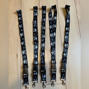 Lot of 5 Black Skull Lanyards